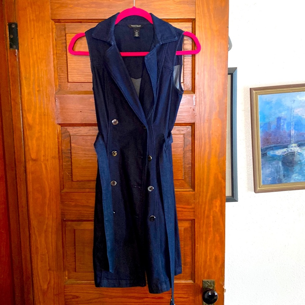 WHITE BLACK MARKET wrap dark blue denim dress size 0